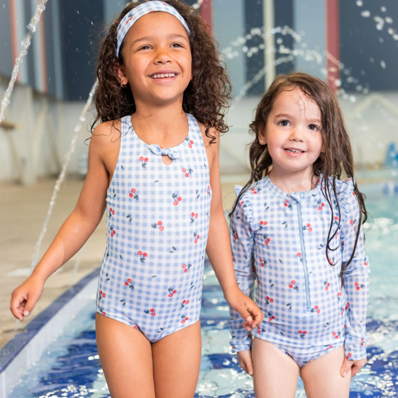 Swimsuits>Nano Cherries Ls Uv Swimsuit 2-10 Blue