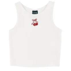 Tops>Look Cherries Tank Top 7-14y Ivory
