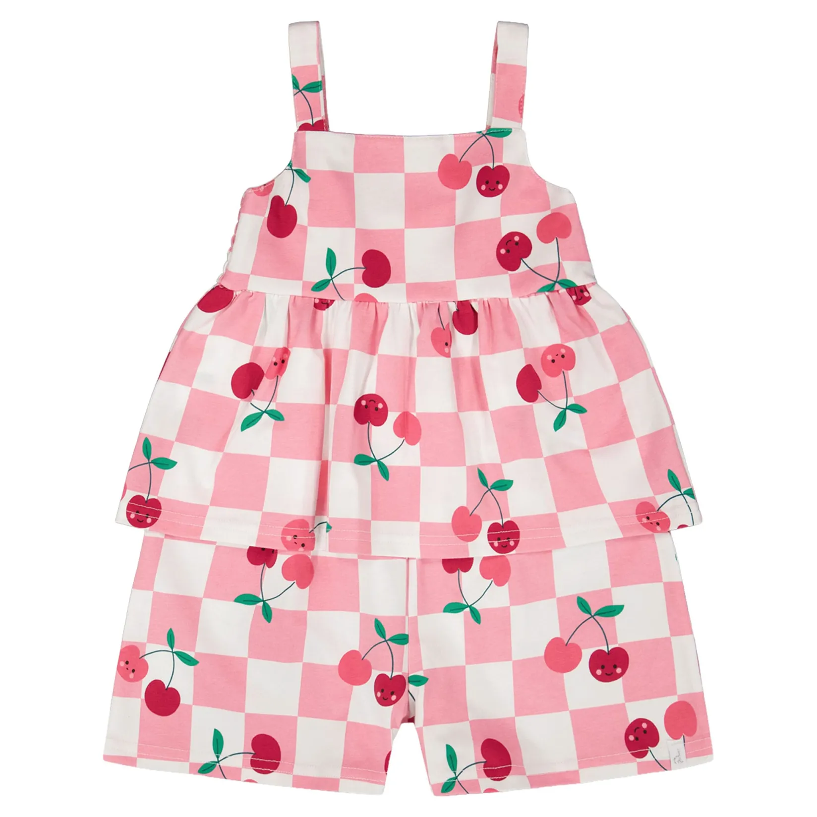 Hot Cherry Check Romper 7-10 Kids Dresses & Rompers