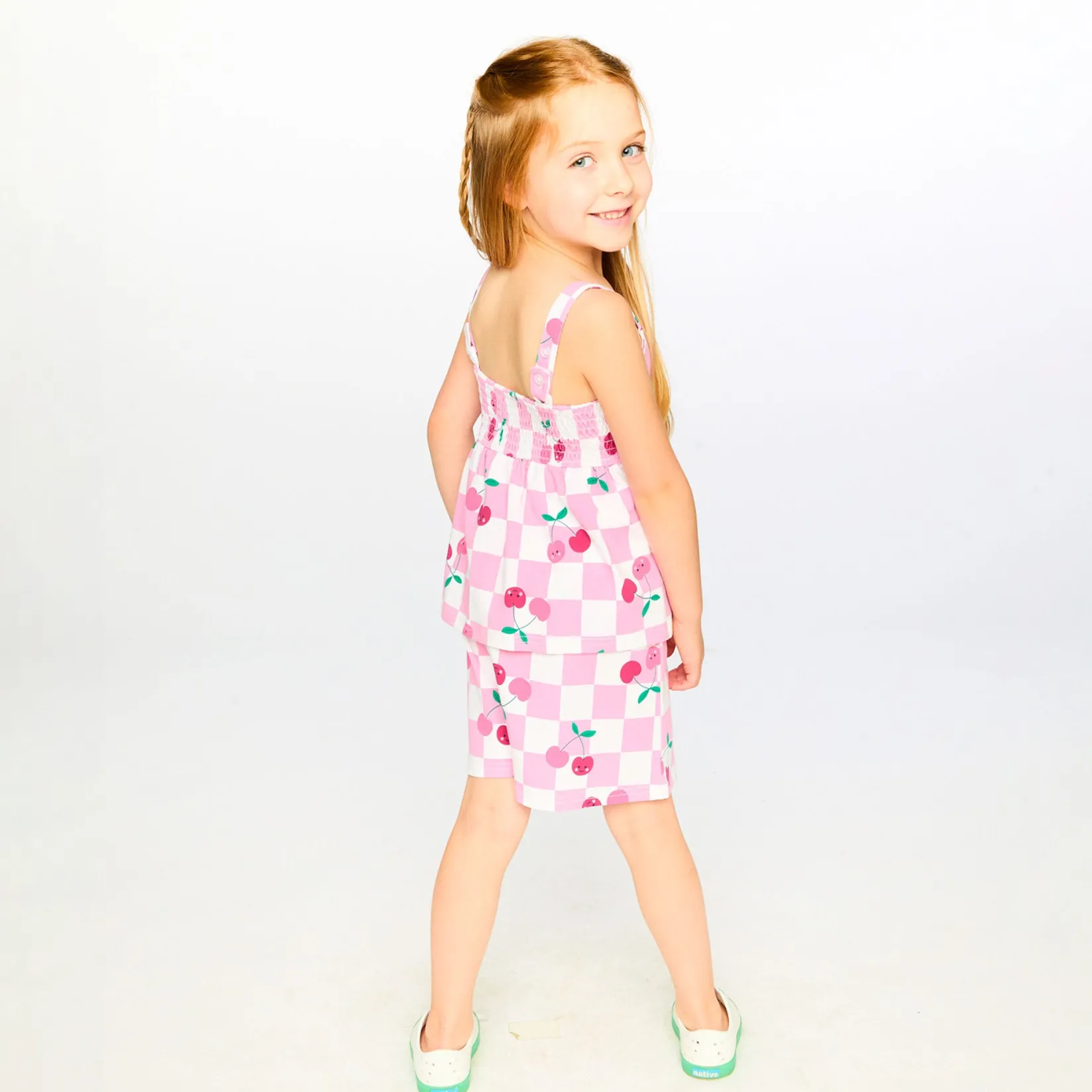 Hot Cherry Check Romper 7-10 Kids Dresses & Rompers