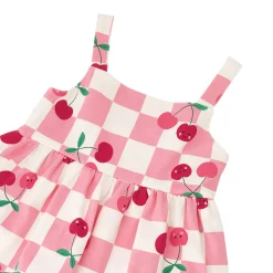 Hot Cherry Check Romper 7-10 Kids Dresses & Rompers