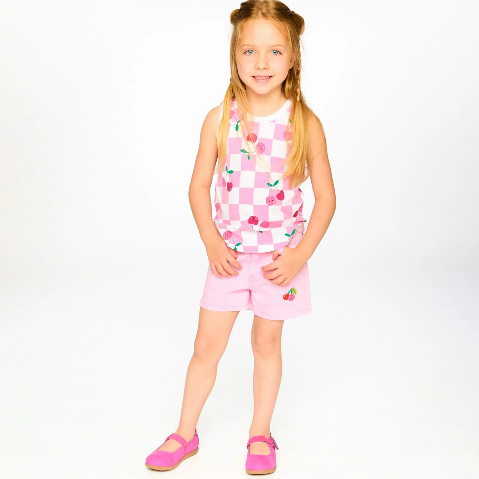 Shorts & Bermuda>Deux par Deux Cherry Denim Short 7-10 Pink