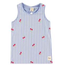 Tops>Camp by Birdz Cherry Stripe Tank Top 2-8y Bleu