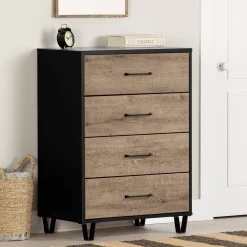 Chest - Arlen Weathered Oak and Matte Black Storage Furniture