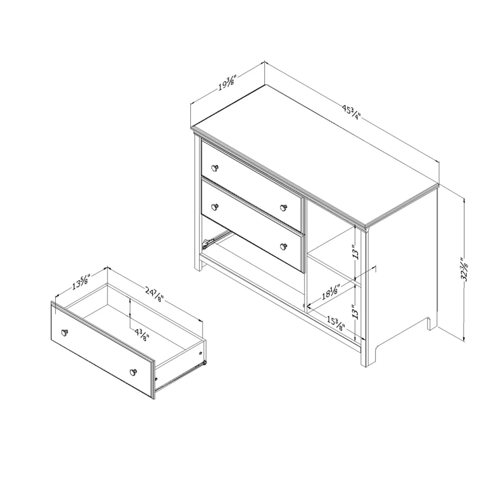 Clearance Chest with 3 Drawers and Baskets Cotton Candy - Blueberry Changing Tables
