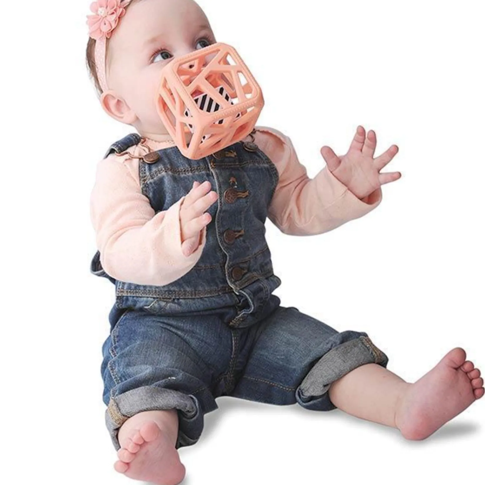 Clearance Chew Cube Peachy Pink Teething Toys