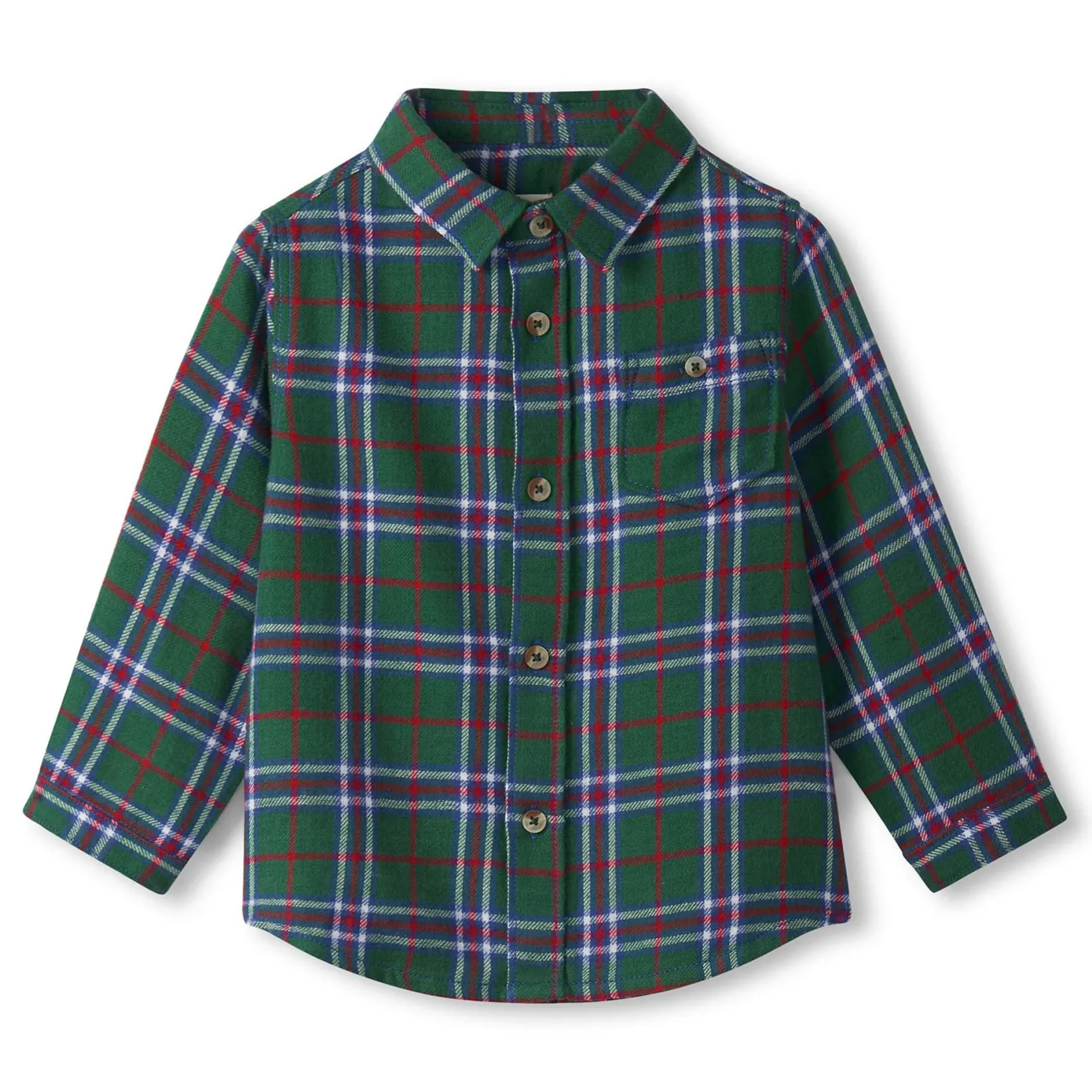 Tops>Hatley Christmas Check Shirt 3-8 Forest