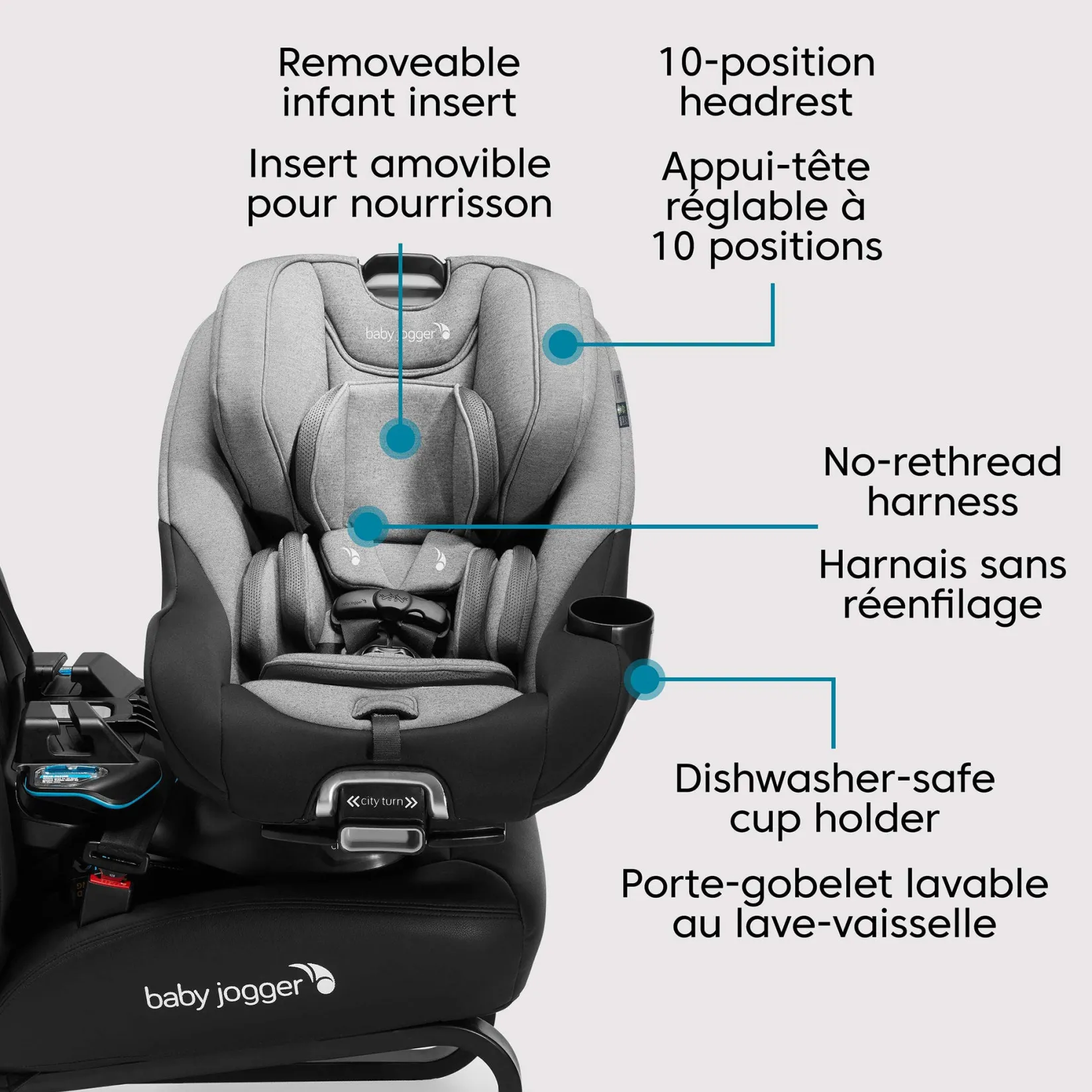 Car Seats & Booster Seats|Car Seats>Baby Jogger City Turn™ Rotating Convertible Car Seat - Onyx Black