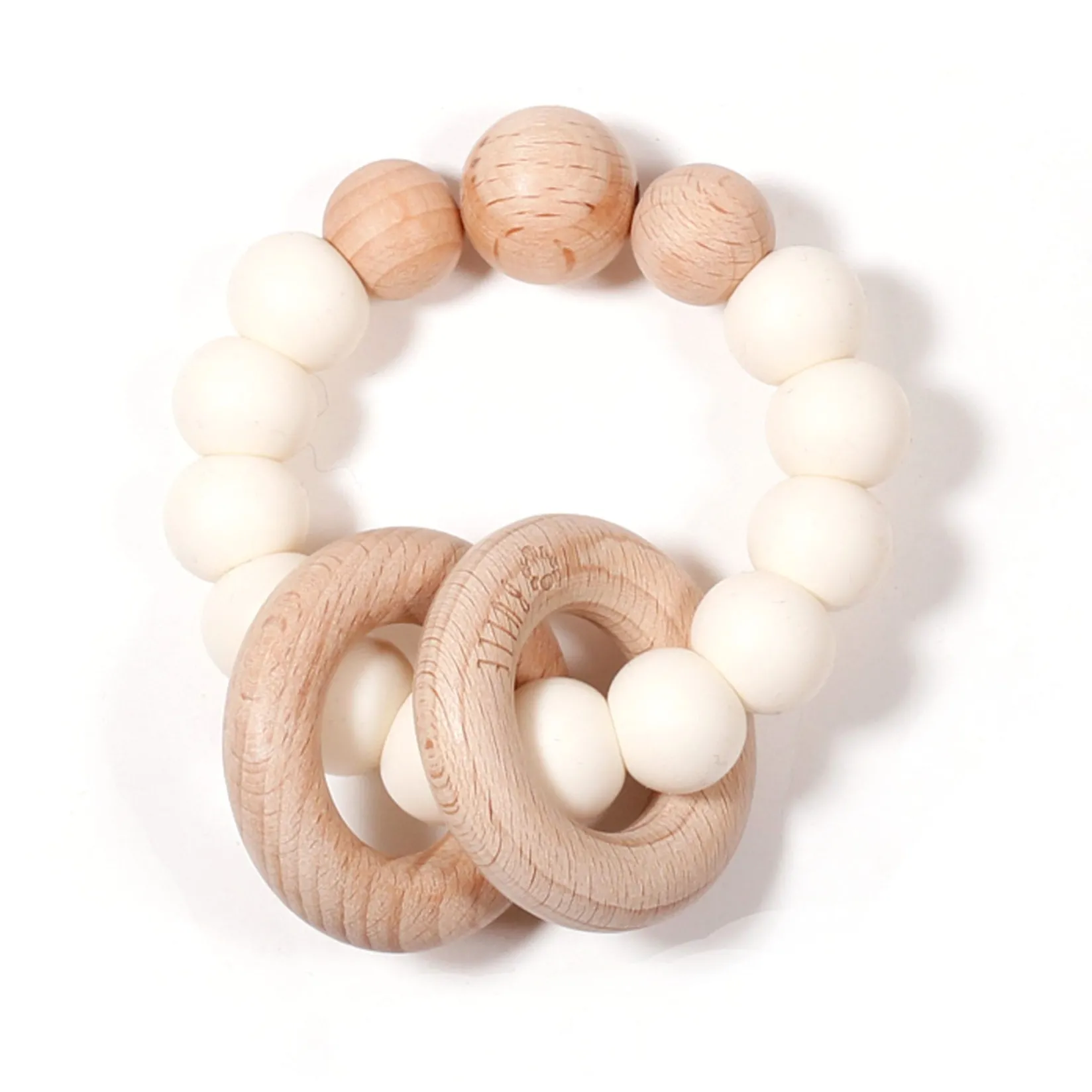 Online Clic-Clac Wood Rattle - White Teething Toys