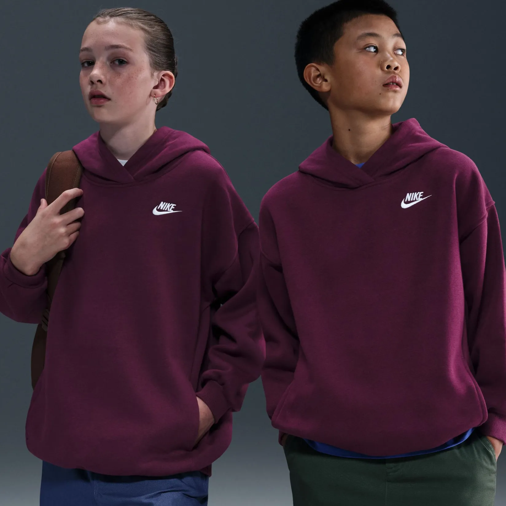 Sportswear|Fleeces And Sweatshirts>Nike Club Fleece Crew 7-16y Burgundy