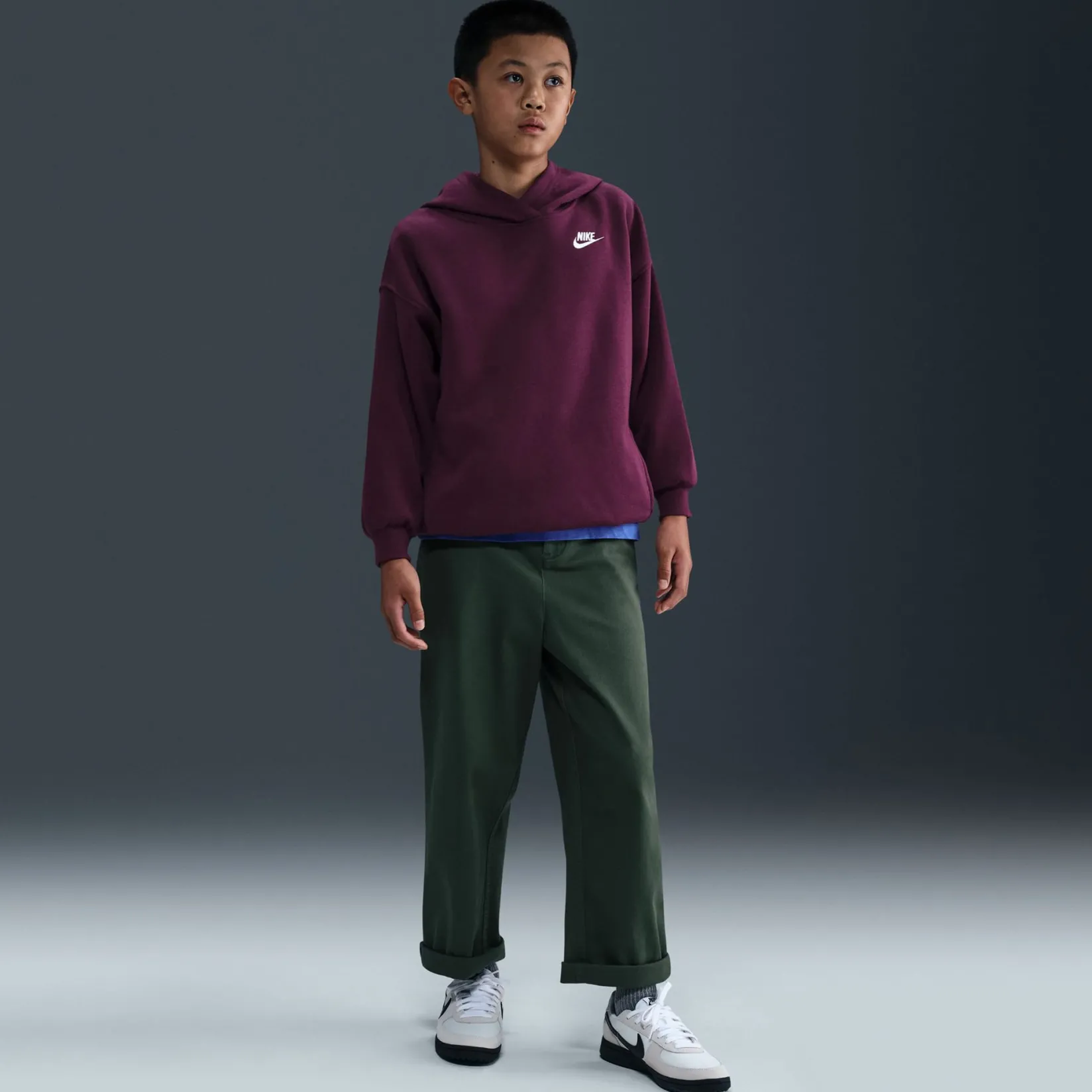 Sportswear|Fleeces And Sweatshirts>Nike Club Fleece Crew 7-16y Burgundy