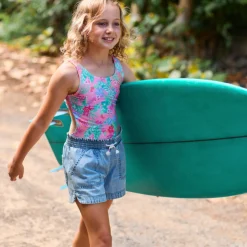 Swimsuits>Roxy Coastal Breeze Swimsuit 7-16 Coral