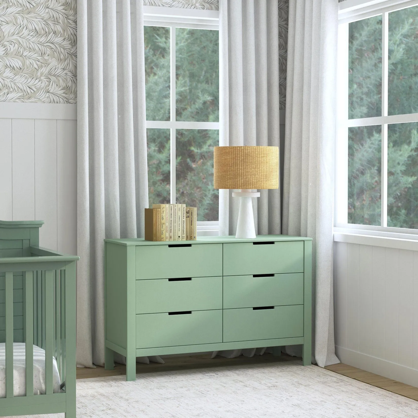 Storage Furniture>DaVinci Colby 6-Drawer Double Dresser - Light Sage