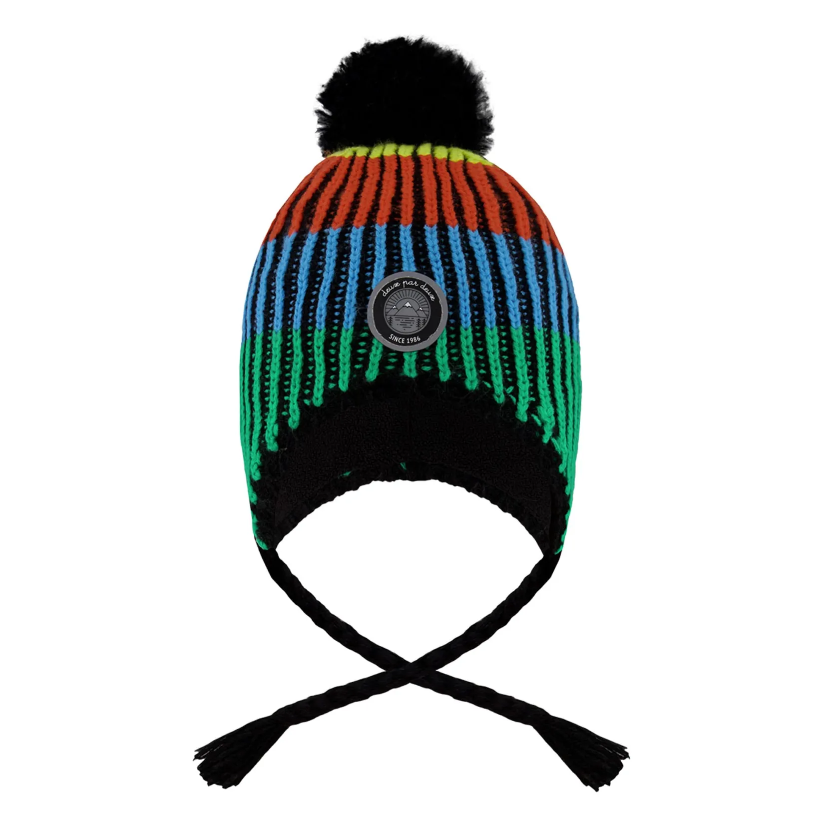 Beanies>Deux par Deux Colorblock Knit Hat 2-14 Black