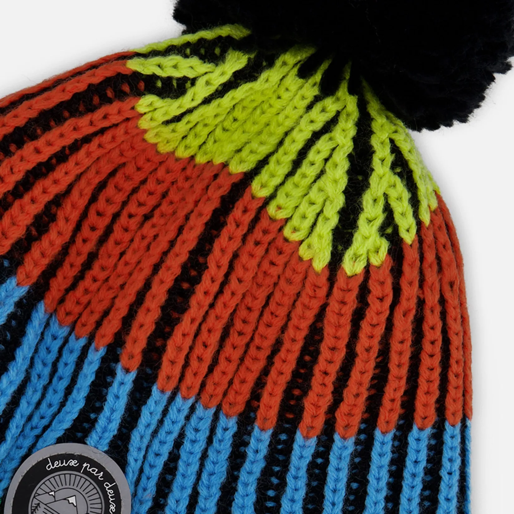 Beanies>Deux par Deux Colorblock Knit Hat 2-14 Black