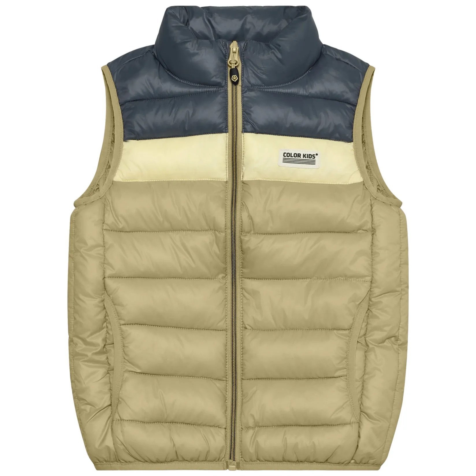 Coats & Jackets|Outerwear>Color Kids Colorblock Quilted Vest 4-8 Beige