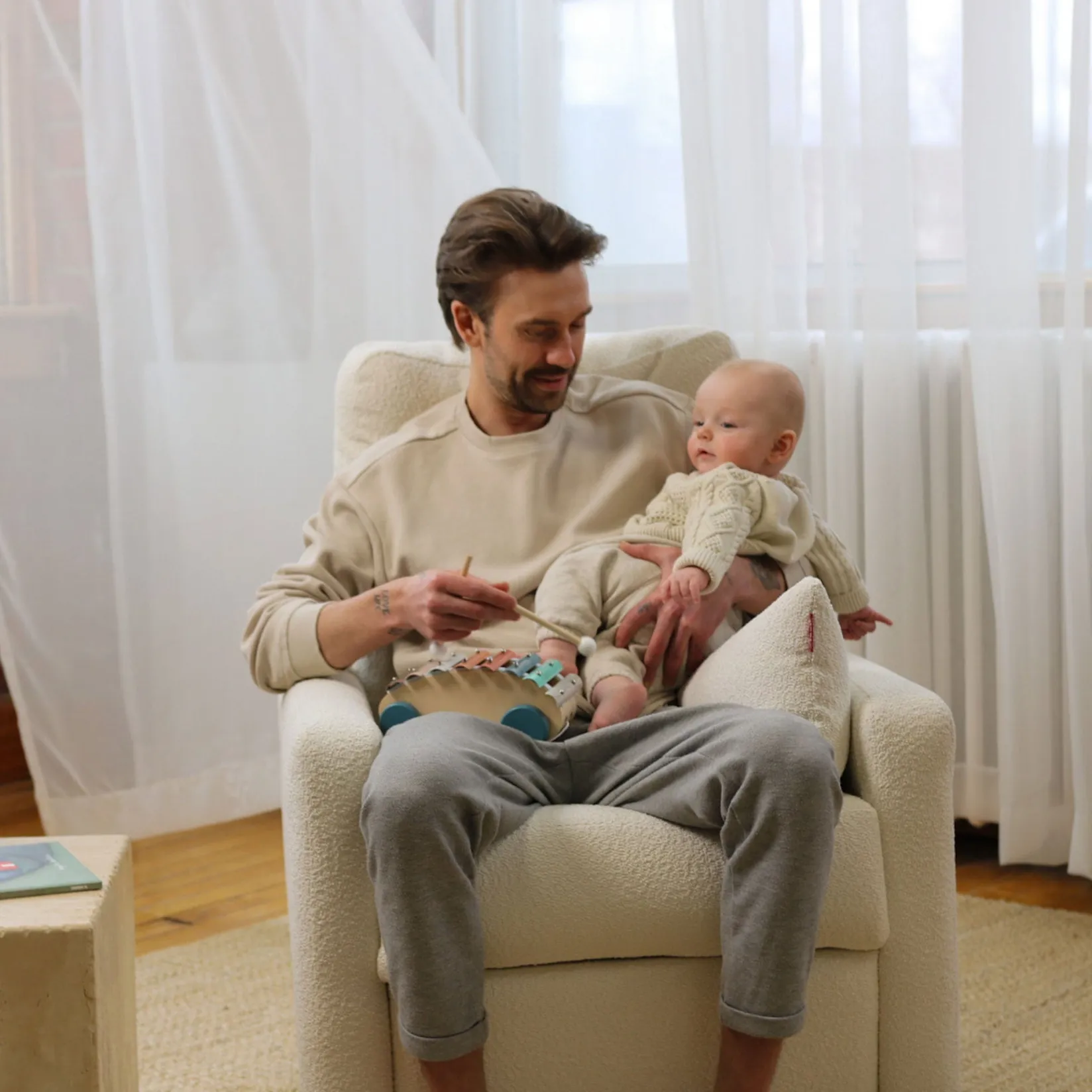 New Como Rocking and Swivel Armchair - White Faux Sheepskin / Gold Gliders & Rocking Chairs|Gliders & Rocking Chairs