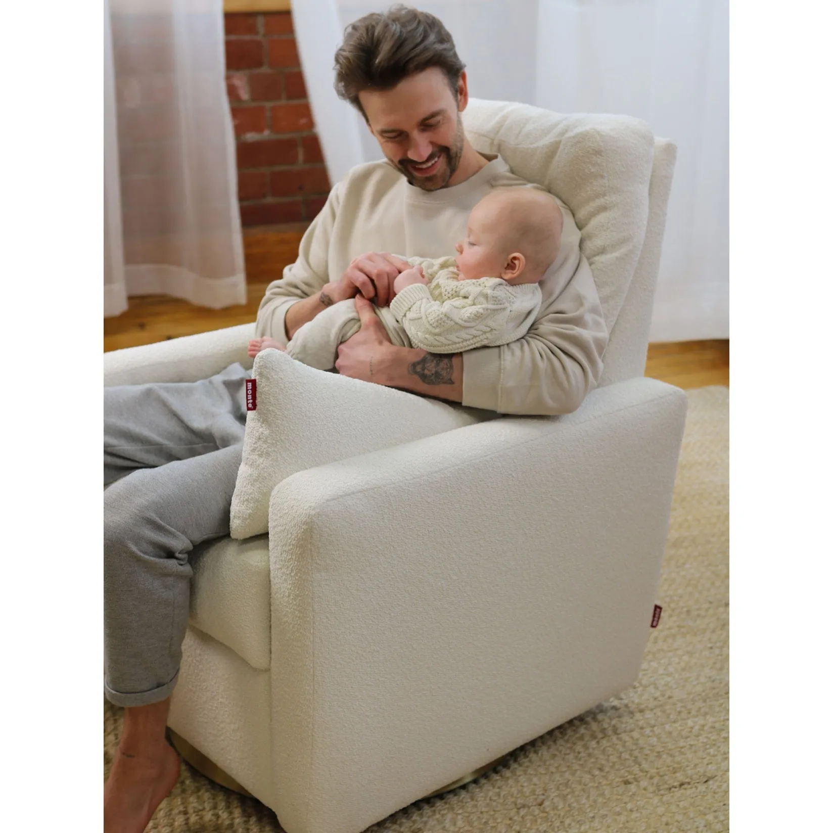 New Como Rocking and Swivel Armchair - White Faux Sheepskin / Gold Gliders & Rocking Chairs|Gliders & Rocking Chairs