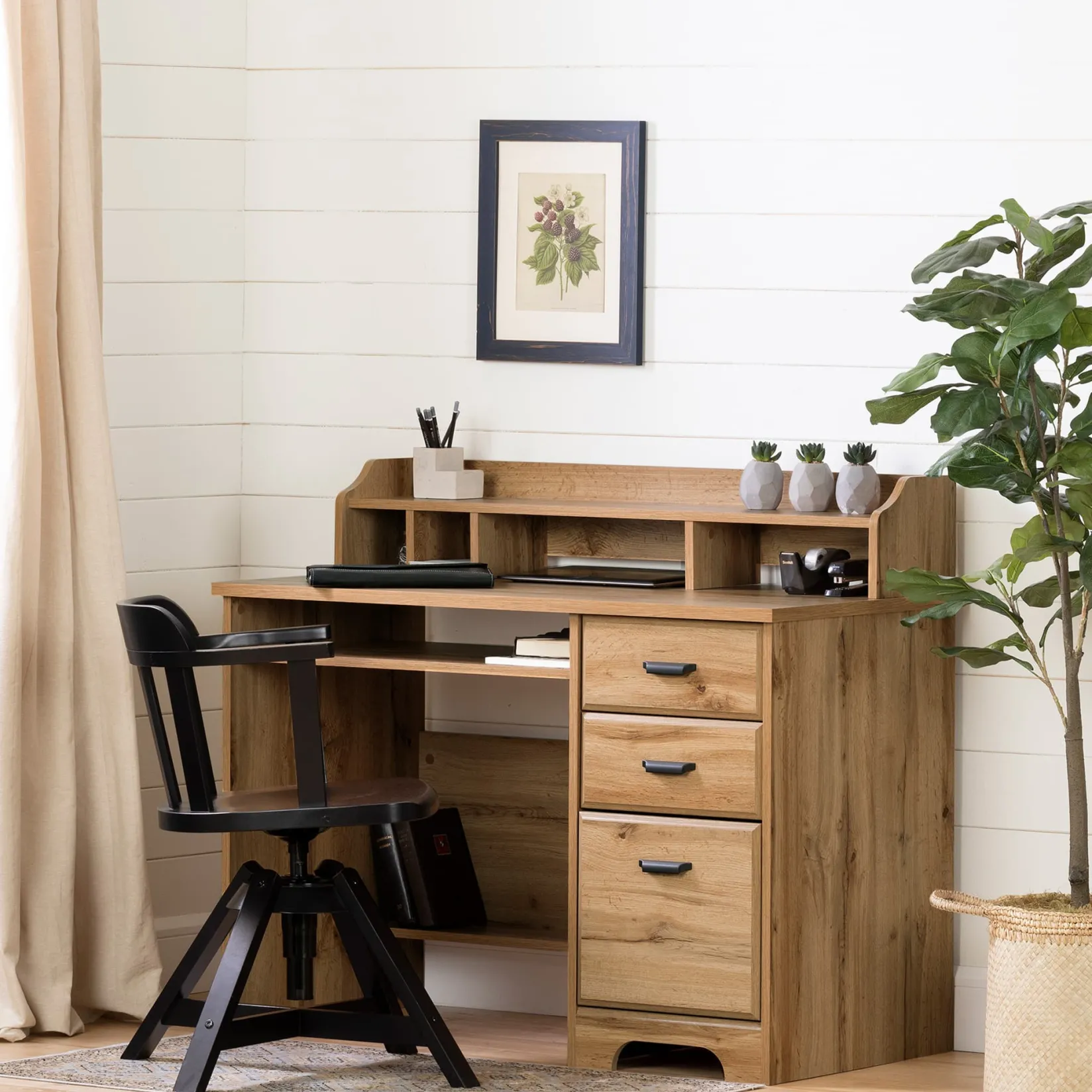 New Computer Desk with Hutch - Versa Nordik Oak Desk