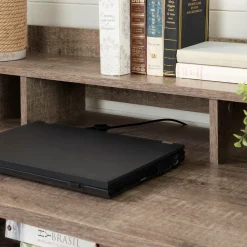 Hot Computer Desk with Hutch - Versa Weathered Oak Desk