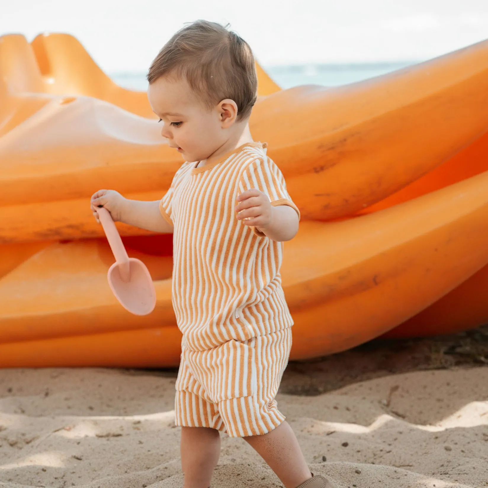 Outfit Sets>Firsts par Petit Lem Construction Striped Set 3-24m Yellow