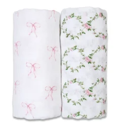Hot Cotton Muslin Swaddle (2) - Bows Kids Blankets|Blankets