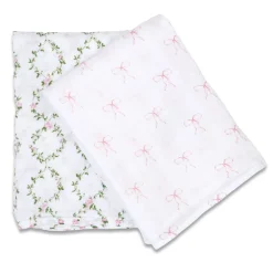 Hot Cotton Muslin Swaddle (2) - Bows Kids Blankets|Blankets