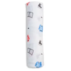 Blankets|Blankets>Lulujo Cotton Muslin Swaddle - Hockey