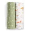 Blankets|Blankets>Aden + Anais Cotton Muslin Swaddles (2) - Sage Woodland