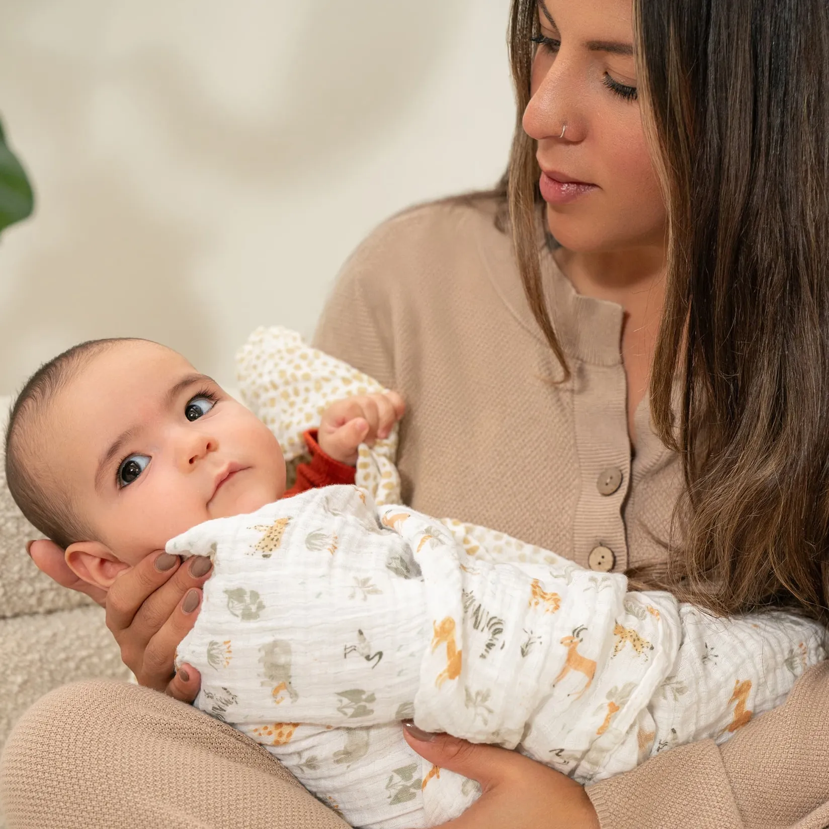 Cotton Muslin Swaddles (2) - Giraffe Safari Kids Blankets|Blankets