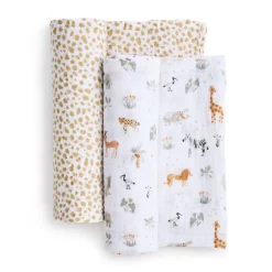 Cotton Muslin Swaddles (2) - Giraffe Safari Kids Blankets|Blankets