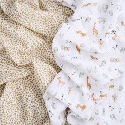 Cotton Muslin Swaddles (2) - Giraffe Safari Kids Blankets|Blankets