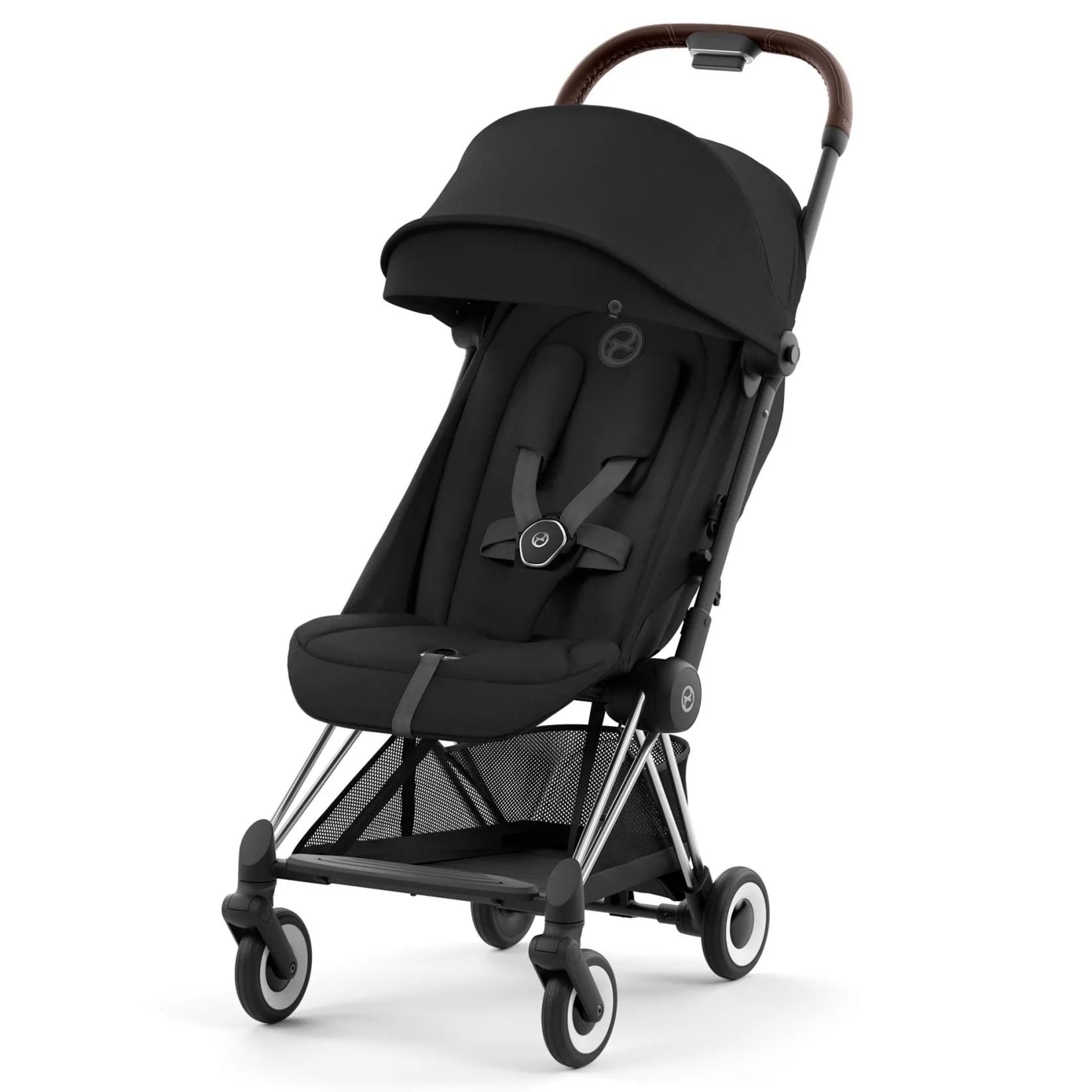 Strollers|Strollers & Trailers>Cybex Coya Stroller - Chrome Frame with Sepia Black Seat