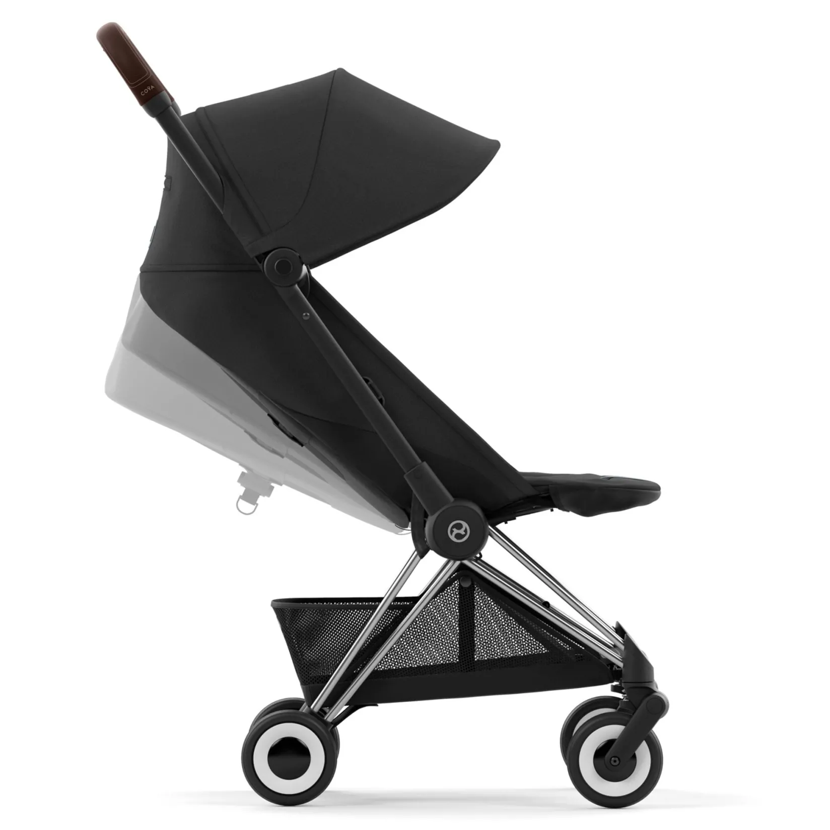 Strollers|Strollers & Trailers>Cybex Coya Stroller - Chrome Frame with Sepia Black Seat