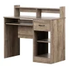 Desk>South Shore Craft Table with Storage - Axess Weathered Oak
