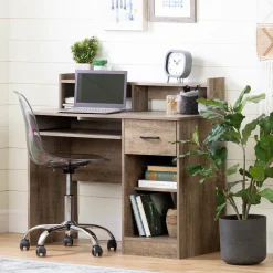 Desk>South Shore Craft Table with Storage - Axess Weathered Oak