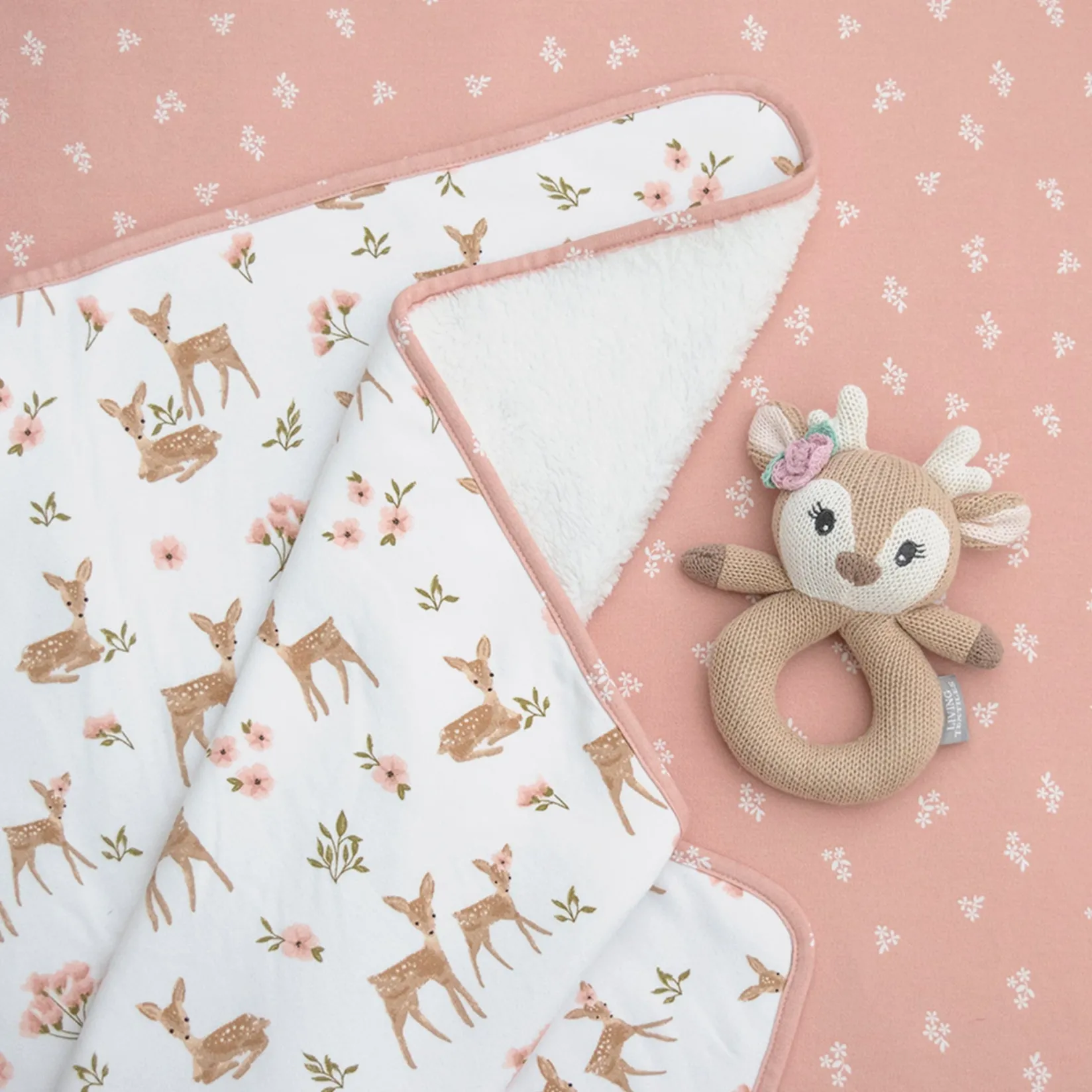 Sheets|Bedding>Living Textiles Crib Fitted Sheet - Dusty Rose