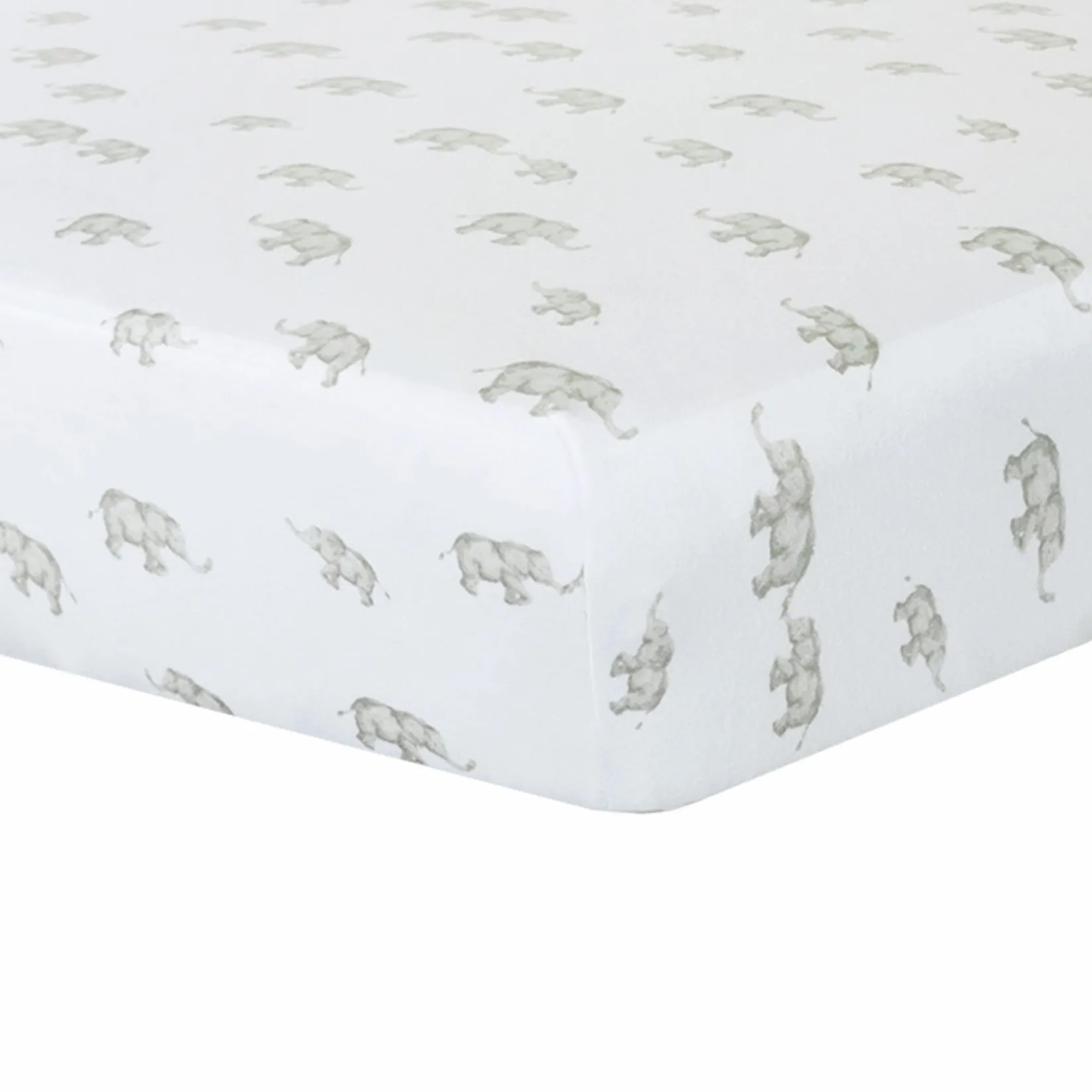 Sheets|Bedding>Living Textiles Crib Fitted Sheet - Grey Elephant