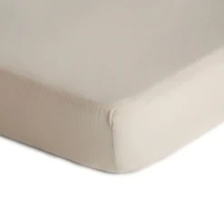 Sheets|Bedding>Mushie Crib Fitted Sheet Muslin - Fog