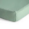 Sheets|Bedding>Mushie Crib Fitted Sheet Muslin -Roman Green