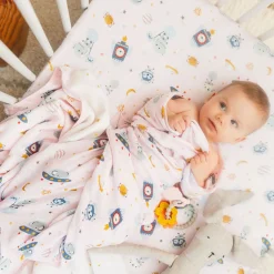 Sheets|Bedding>Loulou Lollipop Crib Sheet- Astro