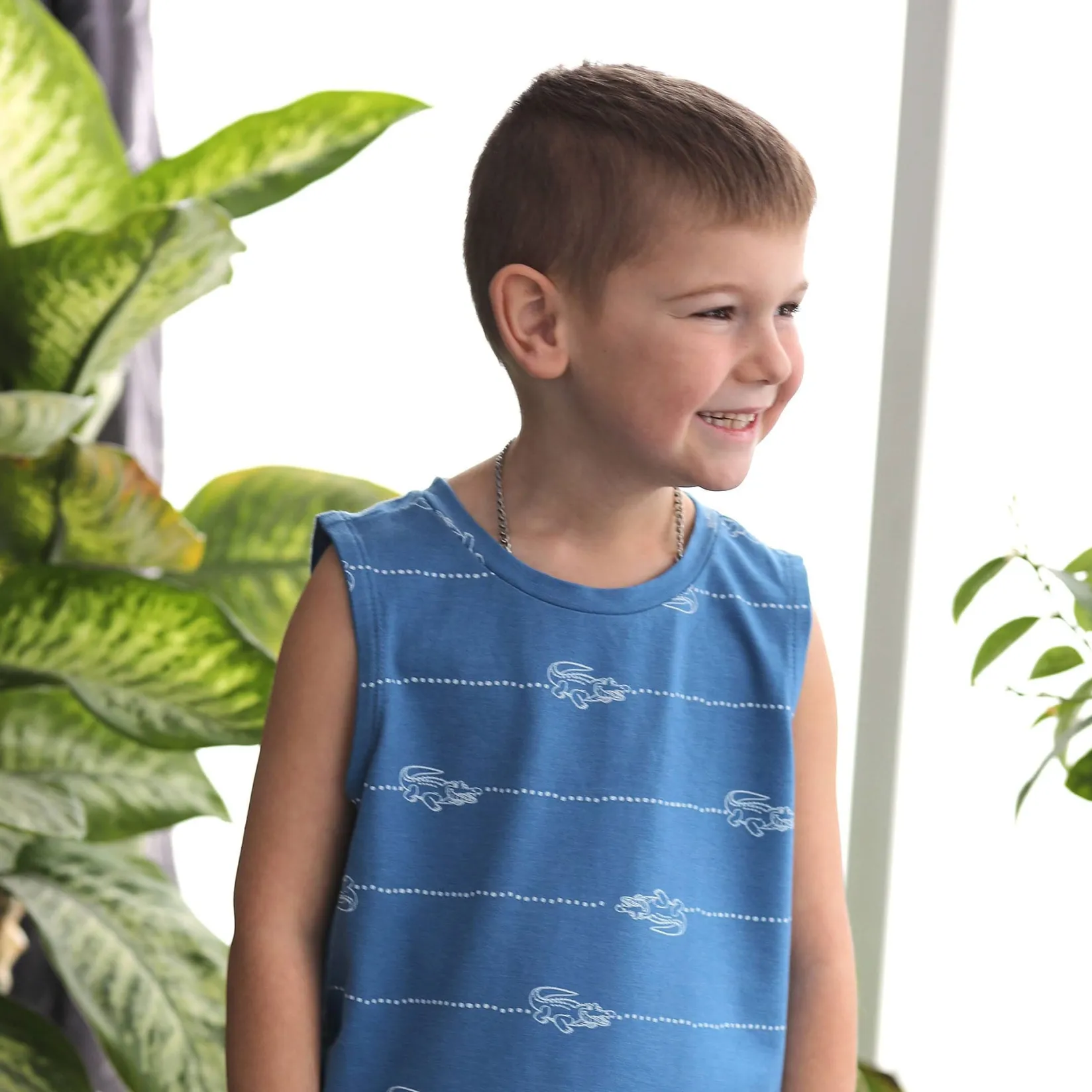 Tops>Camp by Birdz Crocodile Tank Top 2-8y Bleu