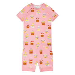Pajamas & Bathrobes>Deux par Deux Cupcake Pajama Set 2-6 Pink