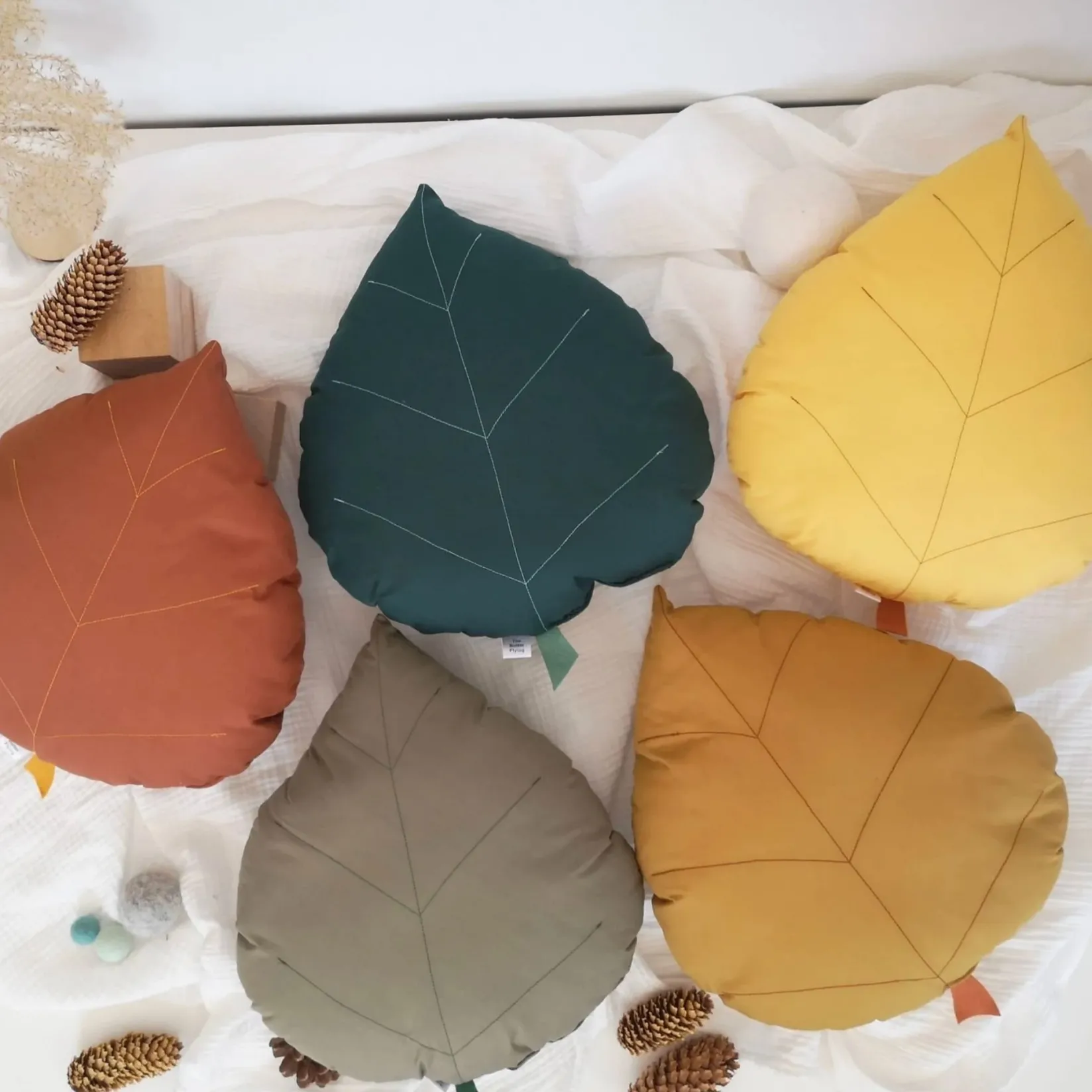 Cushions>The Butter Flying Cushion Birch Leaf - Mustard