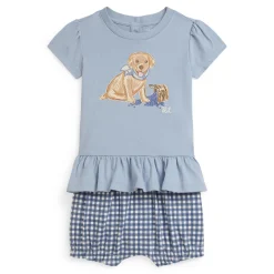 Dresses, Skirts & Outfits>Polo Ralph Lauren Cute Dog 2 Piece Set 6-24m Bleu
