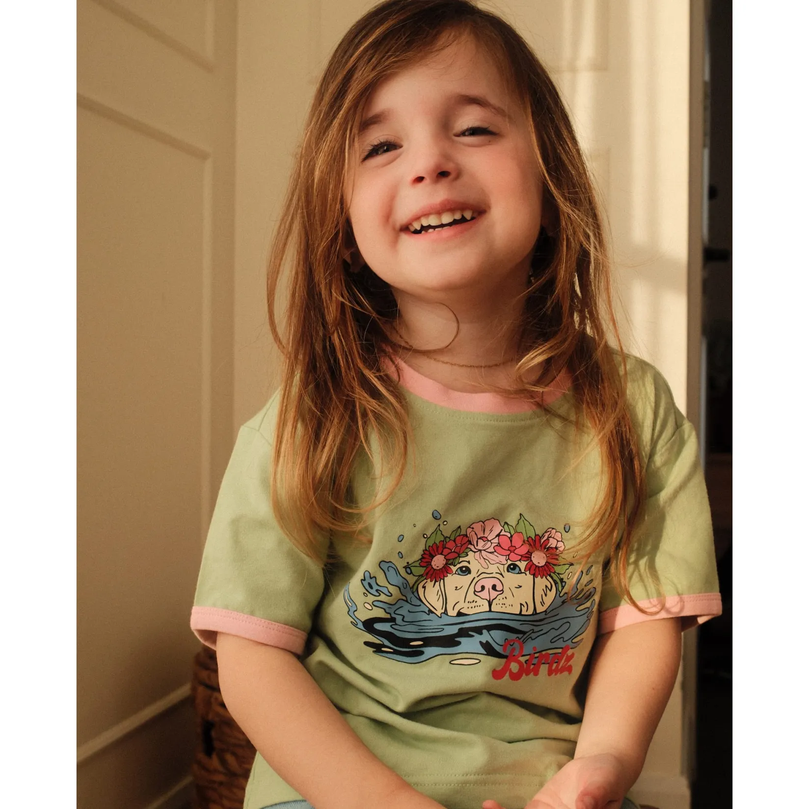 Tops>Birdz Cute Dog T-shirt 2-10 Sage