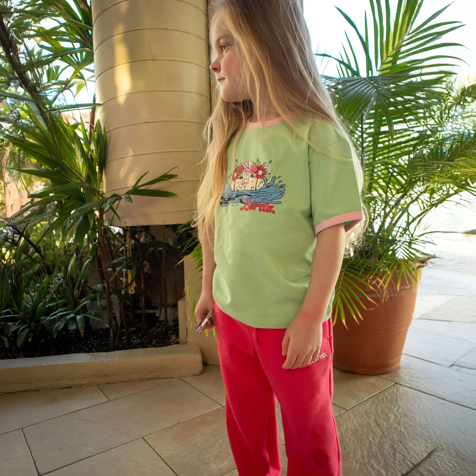 Tops>Birdz Cute Dog T-shirt 2-10 Sage