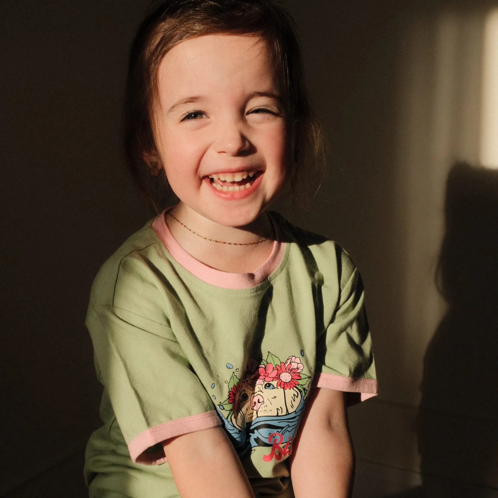 Tops>Birdz Cute Dog T-shirt 2-10 Sage