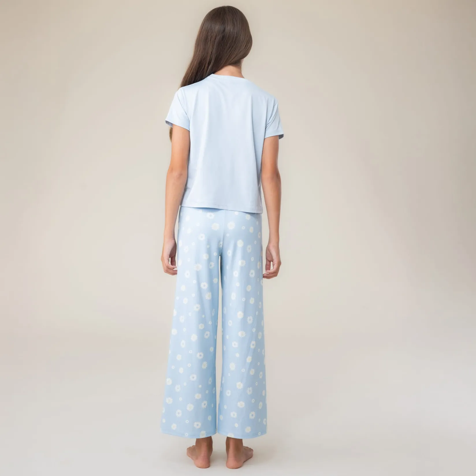 Pajamas & Bathrobes>Nano Daisies 3pc Pajamas 2-12 Blue