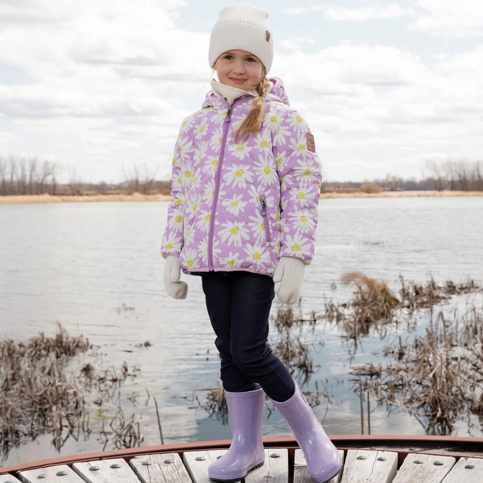 Outlet Daisies Quilted Jacket 7-12 Kids Outerwear|Coats & Jackets